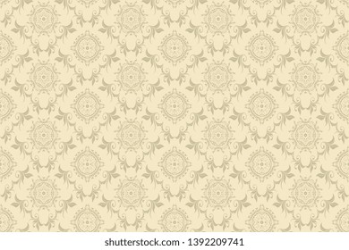 Vector damask seamless floral ornament on background. Floral ornament on background. Elegant texture for wallpapers and backgrounds. Wallpaper pattern. Vector illustration
