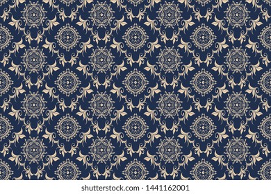 Vector damask seamless floral ornament on background. Floral ornament on background. Elegant texture for wallpapers and backgrounds. Wallpaper pattern. Vector illustration