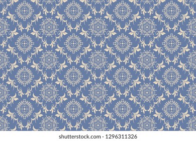 Vector damask seamless ornament on background. Floral ornament on background. Elegant texture for wallpapers and backgrounds. Wallpaper pattern. Vector illustration