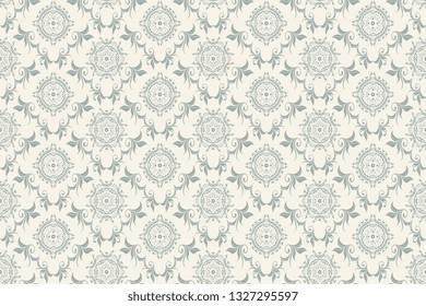 Vector damask seamless ornament on background. Floral ornament on background. Elegant texture for wallpapers and backgrounds. Wallpaper pattern. Vector illustration