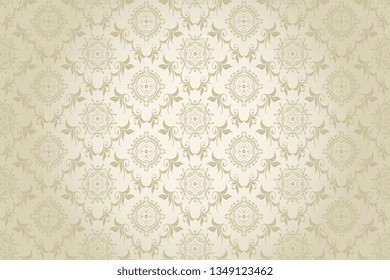 Vector damask seamless ornament on background. Floral ornament on background. Elegant texture for wallpapers and backgrounds. Wallpaper pattern. Vector illustration