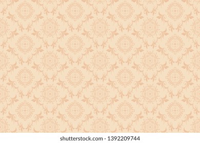 Vector damask seamless ornament on background. Floral ornament on background. Elegant texture for wallpapers and backgrounds. Wallpaper pattern. Vector illustration