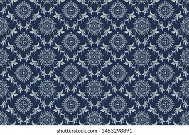 Vector damask seamless ornament on background. Floral ornament on background. Elegant texture for wallpapers and backgrounds. Wallpaper pattern. Vector illustration