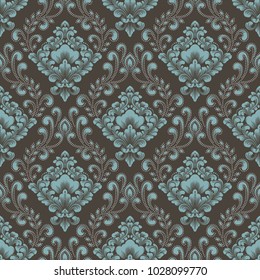 Vector damask seamless pattern background. Classical luxury old fashioned damask ornament, royal victorian seamless texture for wallpapers, textile, wrapping. Exquisite floral baroque template.