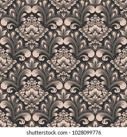 Vector damask seamless pattern background. Classical luxury old fashioned damask ornament, royal victorian seamless texture for wallpapers, textile, wrapping. Exquisite floral baroque template.