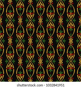 Vector damask seamless pattern background gold oval curve cross frame flower