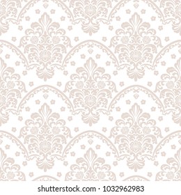 Vector damask seamless pattern background. Classical luxury old fashioned damask ornament, royal victorian seamless texture for wallpapers, textile, wrapping. Exquisite floral baroque template.