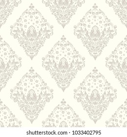 Vector damask seamless pattern background. Classical luxury old fashioned damask ornament, royal victorian seamless texture for wallpapers, textile, wrapping. Exquisite floral baroque template.