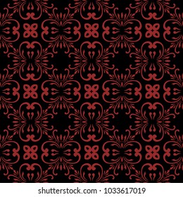 Vector damask seamless pattern background spiral curve cross leaf flower vine