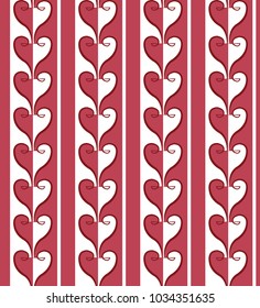 Vector damask seamless pattern background red love spiral curve cross heart line