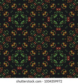 Vector damask seamless pattern background check vortex cross frame spiral vine leaf flower