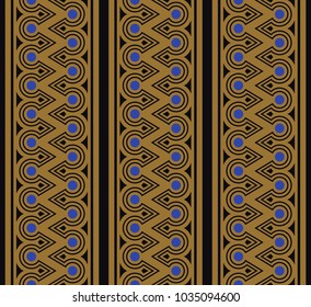Vector damask seamless pattern background aboriginal triangle round cross frame line