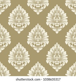 Vector damask seamless pattern background. Classical luxury old fashioned damask ornament, royal victorian seamless texture for wallpapers, textile, wrapping. Exquisite floral baroque template.