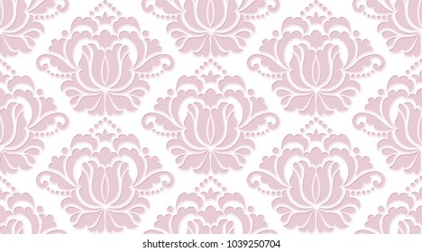 Vector damask seamless pattern background. Classical luxury old fashioned damask ornament, royal victorian seamless texture for wallpapers, textile, wrapping. Exquisite floral baroque template.