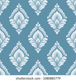 Vector damask seamless pattern background. Classical luxury old fashioned damask ornament, royal victorian seamless texture for wallpapers, textile, wrapping. Exquisite floral baroque template.