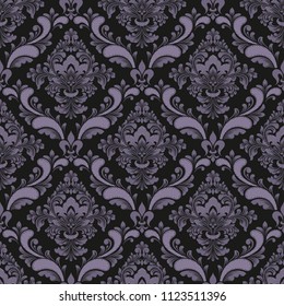 Vector damask seamless pattern background. Classical luxury old fashioned damask ornament, royal victorian seamless texture for wallpapers, textile, wrapping. Exquisite floral baroque template
