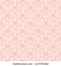 Vector damask seamless pattern background. Classical luxury old fashioned damask ornament, royal victorian seamless texture for wallpapers, textile, wrapping. Exquisite floral baroque template