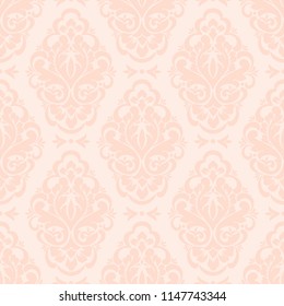 Vector damask seamless pattern background. Classical luxury old fashioned damask ornament, royal victorian seamless texture for wallpapers, textile, wrapping. Exquisite floral baroque template
