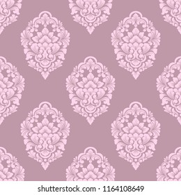 Vector damask seamless pattern background. Classical luxury old fashioned damask ornament, royal victorian seamless texture for wallpapers, textile, wrapping. Exquisite floral baroque template