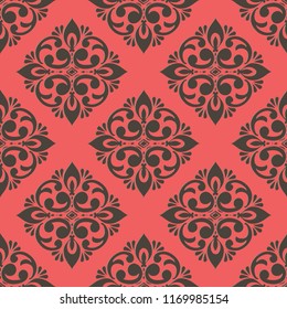 Vector damask seamless pattern background. Classical luxury old fashioned damask ornament, royal victorian seamless texture for wallpapers, textile, wrapping. Exquisite floral baroque template.