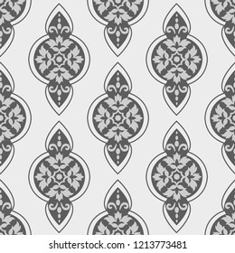 Vector damask seamless pattern background. Classical luxury old fashioned damask ornament, royal victorian seamless texture for wallpapers, textile, wrapping. Exquisite floral baroque template