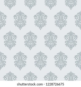 Vector damask seamless pattern background. Classical luxury old fashioned damask ornament, royal victorian seamless texture for wallpapers, textile, wrapping. Exquisite floral baroque template