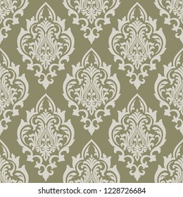 Vector damask seamless pattern background. Classical luxury old fashioned damask ornament, royal victorian seamless texture for wallpapers, textile, wrapping. Exquisite floral baroque template