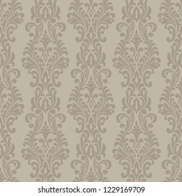 Vector damask seamless pattern background. Classical luxury old fashioned damask ornament, royal victorian seamless texture for wallpapers, textile, wrapping. Exquisite floral baroque template