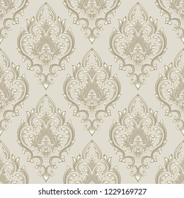 Vector damask seamless pattern background. Classical luxury old fashioned damask ornament, royal victorian seamless texture for wallpapers, textile, wrapping. Exquisite floral baroque template