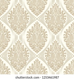 Vector damask seamless pattern background. Classical luxury old fashioned damask ornament, royal victorian seamless texture for wallpapers, textile, wrapping. Exquisite floral baroque template