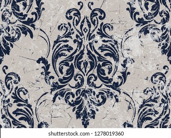 Vector damask seamless pattern background. Classical luxury old fashioned damask ornament, royal victorian seamless texture for wallpapers, textile, wrapping. Exquisite floral baroque template.