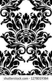 Vector damask seamless pattern background. Classical luxury old fashioned damask ornament, royal victorian seamless texture for wallpapers, textile, wrapping. Exquisite floral baroque template.