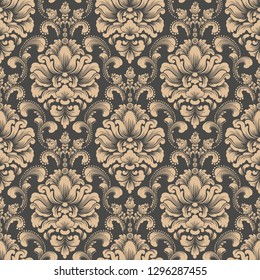 Vector damask seamless pattern background. Classical luxury old fashioned damask ornament, royal victorian seamless texture for wallpapers, textile, wrapping. Exquisite floral baroque template