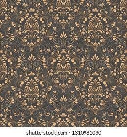 Vector damask seamless pattern background. Classical luxury old fashioned damask ornament, royal victorian seamless texture for wallpapers, textile, wrapping. Exquisite floral baroque template