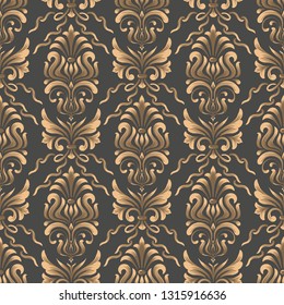 Vector damask seamless pattern background. Classical luxury old fashioned damask ornament, royal victorian seamless texture for wallpapers, textile, wrapping. Exquisite floral baroque template