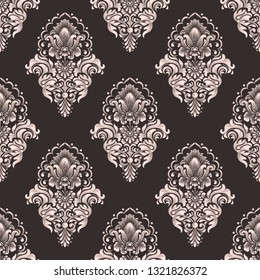 Vector damask seamless pattern background. Classical luxury old fashioned damask ornament, royal victorian seamless texture for wallpapers, textile, wrapping. Exquisite floral baroque template