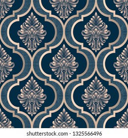 Vector damask seamless pattern background. Classical luxury old fashioned damask ornament, royal victorian seamless texture for wallpapers, textile, wrapping. Exquisite floral baroque template