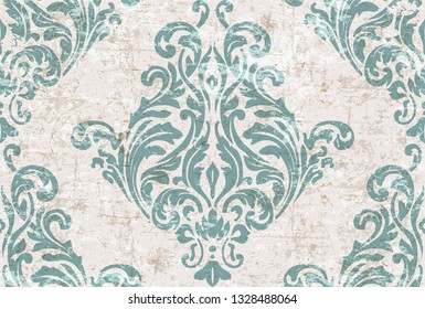 Vector damask seamless pattern background. Classical luxury old fashioned damask ornament, royal victorian seamless texture for wallpapers, textile, wrapping. Exquisite floral baroque template.