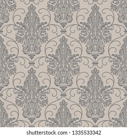 Vector damask seamless pattern background. Classical luxury old fashioned damask ornament, royal victorian seamless texture for wallpapers, textile, wrapping. Exquisite floral baroque template