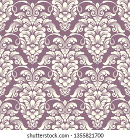 Vector damask seamless pattern background. Classical luxury old fashioned damask ornament, royal victorian seamless texture for wallpapers, textile, wrapping. Exquisite floral baroque template