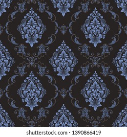 Vector damask seamless pattern background. Classical luxury old fashioned damask ornament, royal victorian seamless texture for wallpapers, textile, wrapping. Exquisite floral baroque template