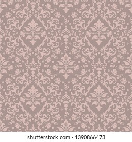 Vector damask seamless pattern background. Classical luxury old fashioned damask ornament, royal victorian seamless texture for wallpapers, textile, wrapping. Exquisite floral baroque template