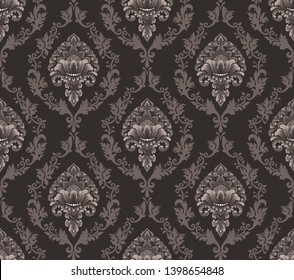 Vector damask seamless pattern background. Classical luxury old fashioned damask ornament, royal victorian seamless texture for wallpapers, textile, wrapping. Exquisite floral baroque template.