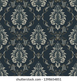 Vector damask seamless pattern background. Classical luxury old fashioned damask ornament, royal victorian seamless texture for wallpapers, textile, wrapping. Exquisite floral baroque template.