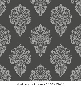 Vector damask seamless pattern background. Classical luxury old fashioned damask ornament, royal victorian seamless texture for wallpapers, textile, wrapping. Exquisite floral baroque template.
