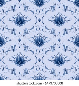 Vector damask seamless pattern background. Classical luxury old fashioned damask ornament, royal victorian seamless texture for wallpapers, textile, wrapping. Exquisite floral baroque template.