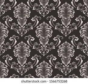 Vector damask seamless pattern background. Classical luxury old fashioned damask ornament, royal victorian seamless texture for wallpapers, textile, wrapping. Exquisite floral baroque template.