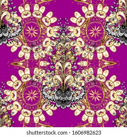 Vector damask seamless pattern background. Classical luxury old fashioned damask ornament, royal victorian. Pictures in white and purple colors. Seamless texture for wallpapers, textile, wrapping.
