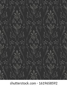 Vector damask seamless pattern background. Elegant luxury texture for wallpapers, backgrounds and page fill. 3D elements with shadows and highlights.