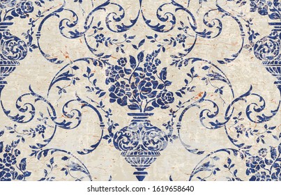 Vector damask seamless pattern background. Classical luxury old fashioned damask ornament, royal victorian seamless texture for wallpapers, textile, wrapping. Exquisite floral baroque template.